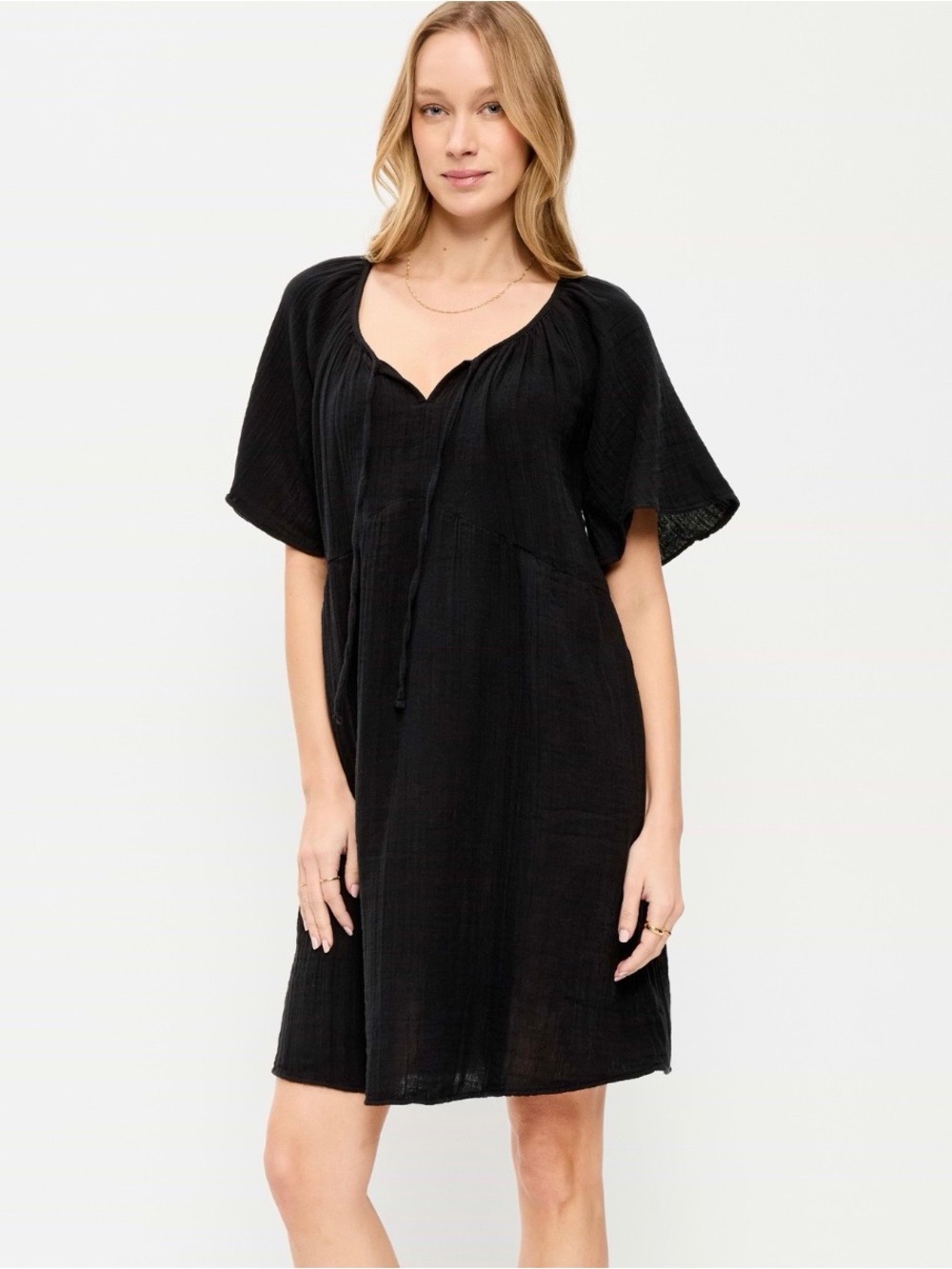 Old Navy Black Short Sleeve V-Neck Mini Dress